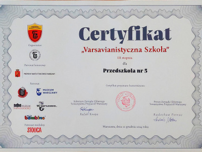 Uroczystość podsumowania Projektu Edukacyjnego "Varsavianistyczna Szkoła-Przedszkole"